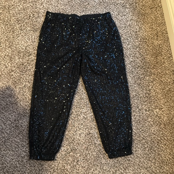 LOFT black sequin joggers size L - Picture 2 of 6